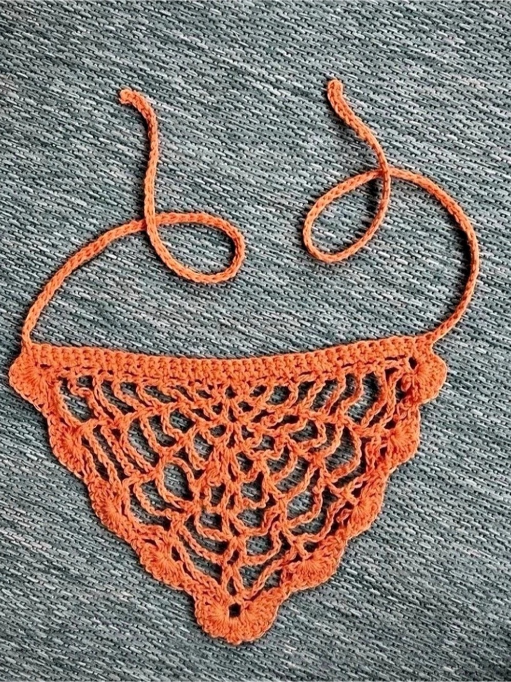 Orange Crochet Hair Scarf Like New